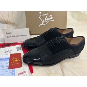 Christian Louboutin Oxford Saqhara Zwart/zilver/zwart Pistool Leer