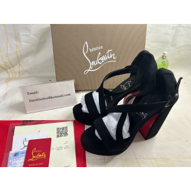 Christian Louboutin Platforms Movida 130 mm Zwart/lin Zwart Suede Kalfsleer