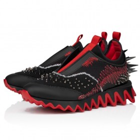 Christian Louboutin Sharkymax Running Men Sneakers Calf Leather And Spikes Version Black