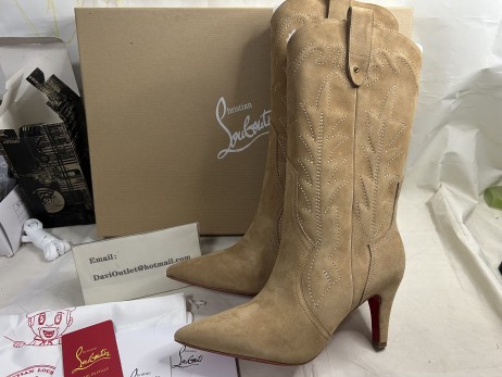 Christian Louboutin Santiabooty 85mm Suede Knee Boots in Brown