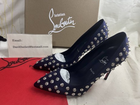 Christian Louboutin Miss Z Boum Boum Mirror 100 Mm Pumps Crepe Satin Zaffiro
