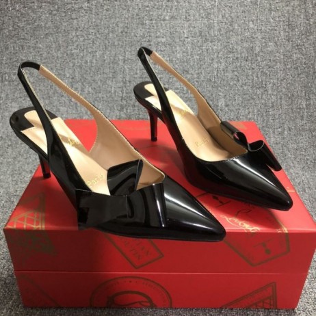 Christian Louboutin Clare Node Slingback Pumput Kiiltonahka Musta