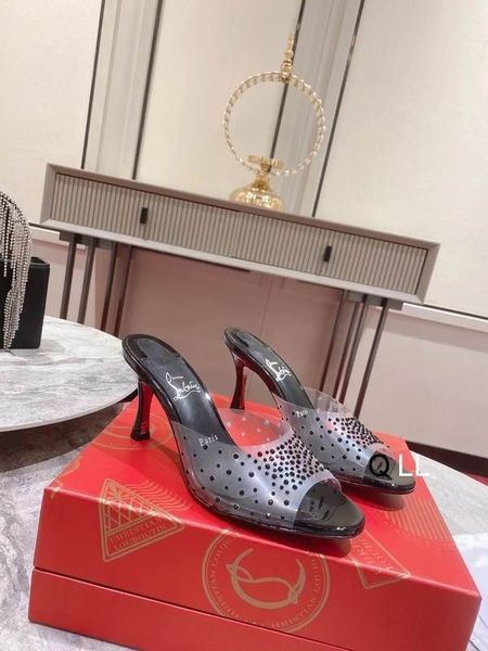 Christian Louboutin Degramule Koristellut Muulit 80mm PVC ja Nahka Musta