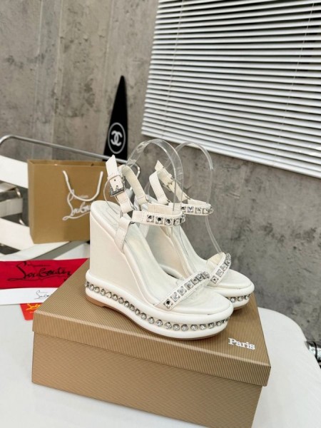Christian Louboutin Pyraclou 110 Mm Espadrillosten Irisoiva Nahka Valkoinen