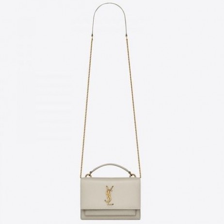 Saint Laurent WOC Sunset Ketju Lompakko Valkoinen Vasikannahka