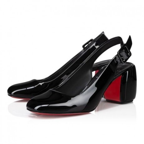 Christian Louboutin Minny Rintareppu 70 Mm Rintareppu Takaisin Pumput Patentti Vasikan Nahka Musta