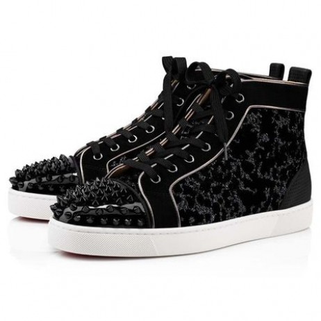 Christian Louboutin Lou Piikkejä Musta/dk Ase Sametti