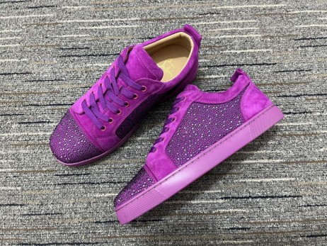 Christian Louboutin Louis Junior Strass Naisten Tennarit Mokka Nahka Violetti