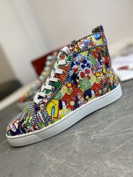 Christian Louboutin Louis Orlato Korkea-top Lenkkarit Nahkaa Graffiti Kuvia Monivärinen