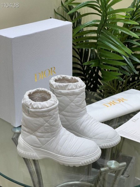Dior Pakkasta Nilkan Boot Valkoinen Tikattu Nylon Shearling