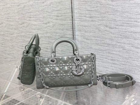 Dior Lady D-Iloa Laukku Harmaa Cannage Calfskin Timantti Kuvio