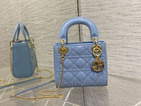 Dior Lady Dior Horizon Blue Cannage Karitsannahka 17CM