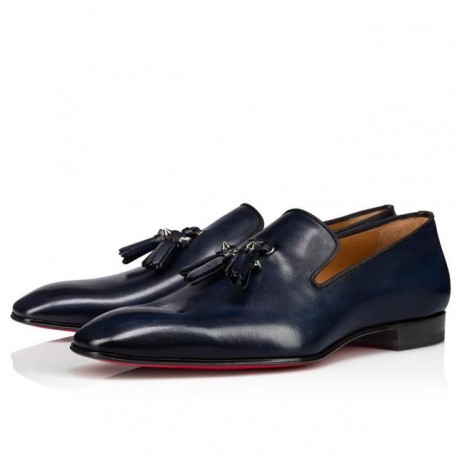 Christian Louboutin Voikukka Tupsu Mokkasiinit Patinoitu Vasikka Nahka-Marine Sininen