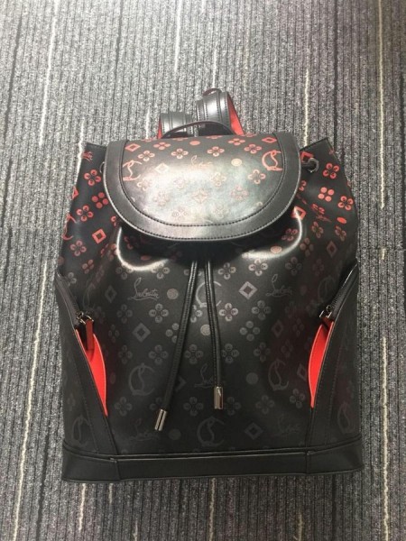 Christian Louboutin Explorafunk Reppu Vasikka Nahka CL Monogrammi Musta Christian Louboutin Laukut