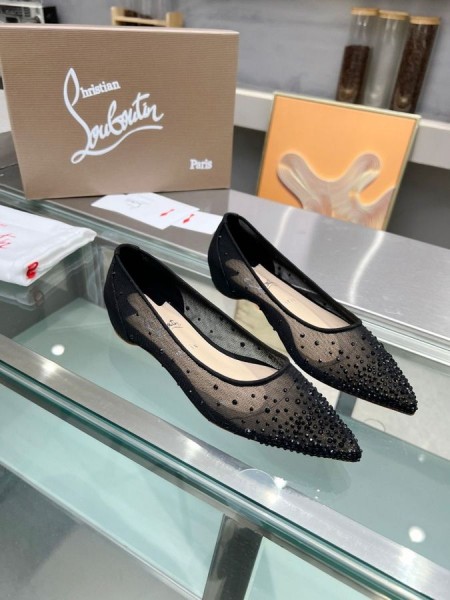 Christian Louboutin Follies Strassi Asuntoja Mesh Musta Christian Louboutin Kengät