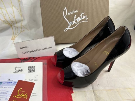 Christian Louboutin Uusi Hyvin Prive Pumput 120mm Kiiltonahka Musta Punainen
