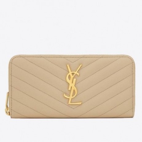 Saint Laurent Monogrammi Zip Noin Lompakko Jauhe Martioitu Nahka