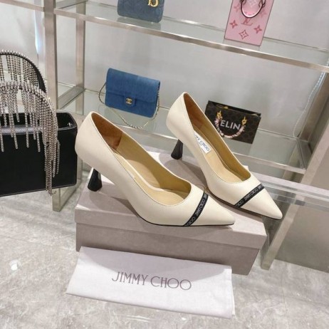 Jimmy Choo Rene 65 Huomautti Pumput Logo-Kudottu Nauha Beige