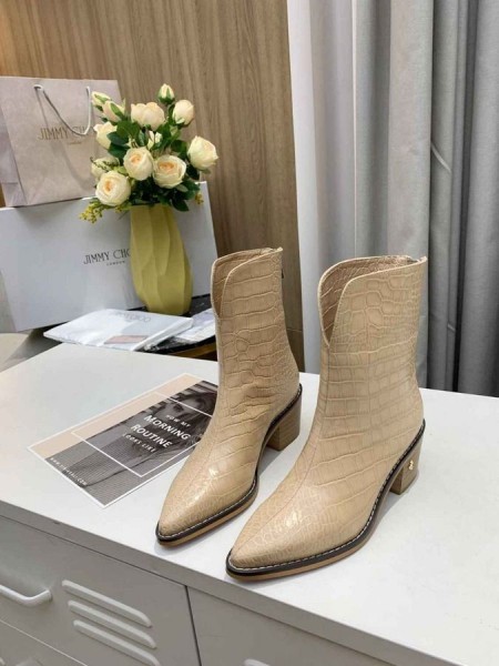 Jimmy Choo Nilkka Boot 50mm Kohokuvioitu Nahka Beige