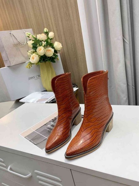 Jimmy Choo Nilkka Boot 50mm Kohokuvioitu Nahka Ruskea