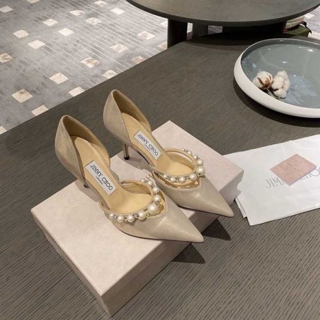 Jimmy Choo Aurelie 85 Pumput Kiiltonahka Helmi Koristeena Kultaa
