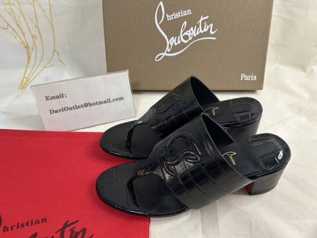 Christian Louboutin Cl Tongamule 55 Mm Muulit Alligaattori Kohokuvioitu Vasikan Nahka Musta CL Kengät