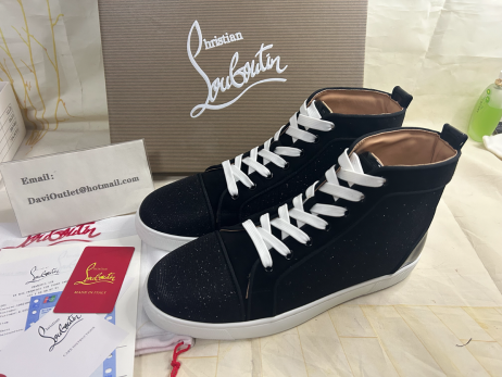 Christian Louboutin Louis Orlato Korkea-Top Lenkkarit Nahka ja Kangas Musta