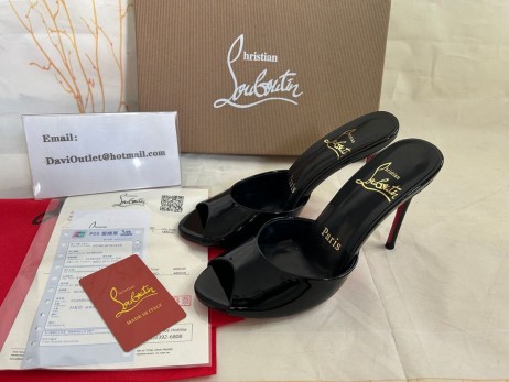 Christian Louboutin Minut Dolly 100 Mm Muulit Patentti Vasikka Musta Christian Louboutin Kengät