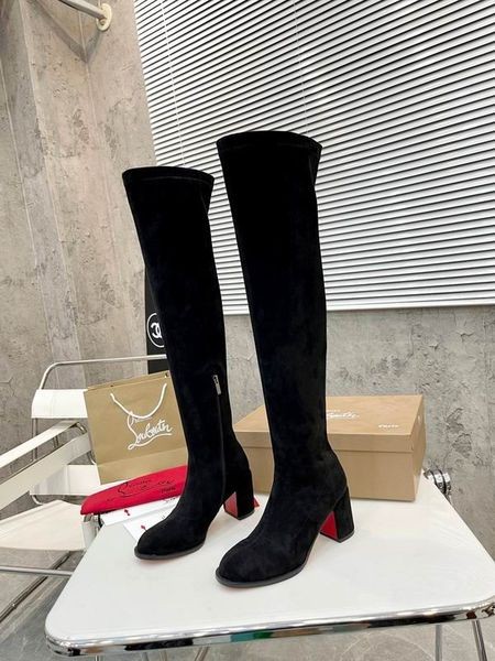 Christian Louboutin Stretchadoxa Botta Alta 70 Mm ThighBoots Musta Christian Louboutin Kengät