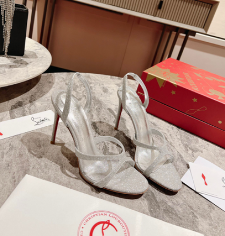 Christian Louboutin Emilie 100MM Sandaalit Kimmelsi Nahka Hopea