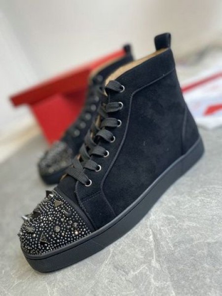 Christian Louboutin Lou Pik Pik Strass High-top Lenkkarit Mokka Musta