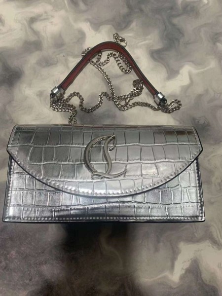 Christian Louboutin Loubi54 Kytkin Croc-kohokuvioitu Nahka Metallinen Hopea