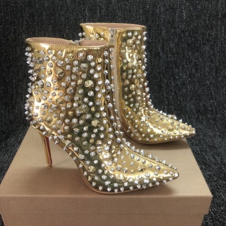 Christian Louboutin Niin Täysi Kate 100mm Nilkka Saappaat Metallinen Nahka Kulta