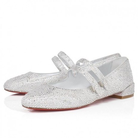 Christian Louboutin Makea Jane Strass Ballerinat Metallinen Mokka Ja Strass Crystal CL Kengät