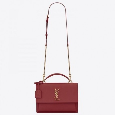 Saint Laurent Uusi Keskipitkän Sunset Laukku Punainen Vasikannahka Saint Laurentin Laukut