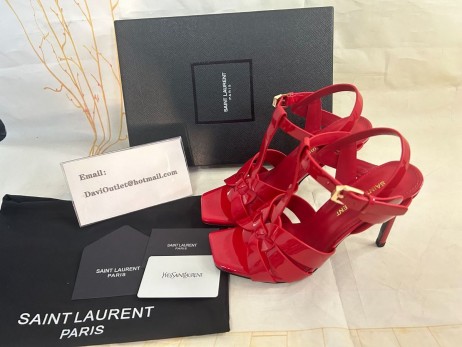 Saint Laurent Tribute Korkea Kantapää Sandaalit Punainen Kiiltonahka Saint Laurent Sandaalit