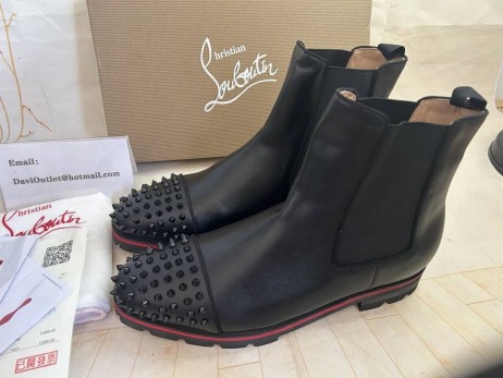 Christian Louboutin Boot Meloni Piikkejä Musta/musta Matto Vasikka