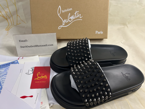Christian Louboutin Allas Hauskaa Miesten Musta/gun Vasikka Sandaali