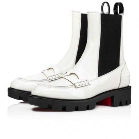 Christian Louboutin Spikita Booty Montezu Raahata Taulu Bianco/musta Vasikka Kengät