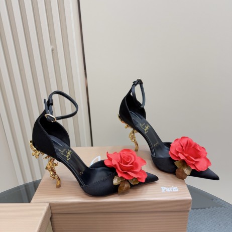 Christian Louboutin Bellarose 100 Mm Strappy Pumps Crepe Satin Black