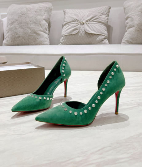 Christian Louboutin Iriza Pumps Spikes 100mm Veau Velours Green