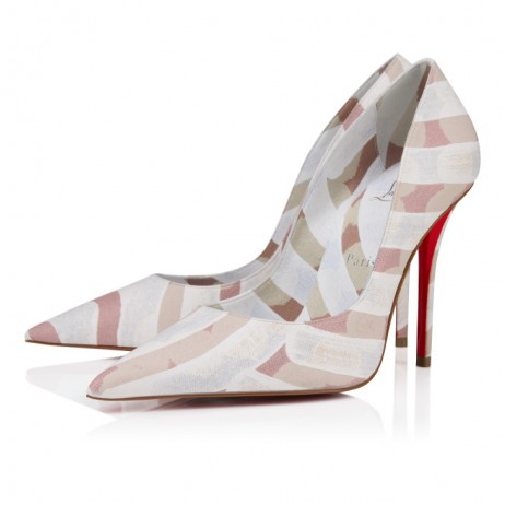 Christian Louboutin Miss Z 100 Mm Pumps Gaagal Coated Canvas Leche