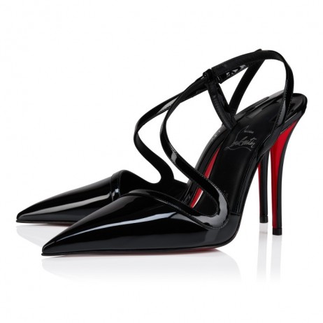 Christian Louboutin Rosa Z Pump 100 Mm Slingback Pumps Patent Calf Leather Black