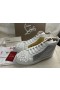Christian Louboutin Lou Piikkejä Korkea-top Lenkkarit Strass ja Piikit White Gold