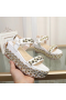 Christian Louboutin Rondaclou Koristellut 60mm Wedge Sandaalit Gold Hardware-Valkoinen