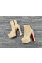 Christian Louboutin Loo Booty 130 Mm Saappaat Veau Velours Hiekkaa