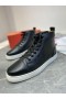 Christian Louboutin Louis Flat Korkea-top Lenkkarit Vasikannahka Musta Valkoinen