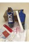 Christian Louboutin Louis Junior Piikki Alhaiset Top Miesten Lenkkarit Nahka ja Veau Velours Sininen