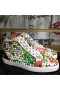Christian Louboutin Louis Orlato Piikkejä Miesten Lenkkarit Crackled Vasikannahka Hawaii Tulostaa Monivärinen
