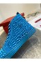 Christian Louboutin Louis Spikes High-Top Lenkkarit Veau Velous Sininen CL Kengät